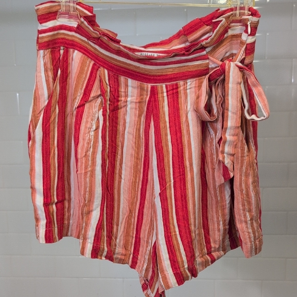 Forever 21 Red and Orange Striped Shorts